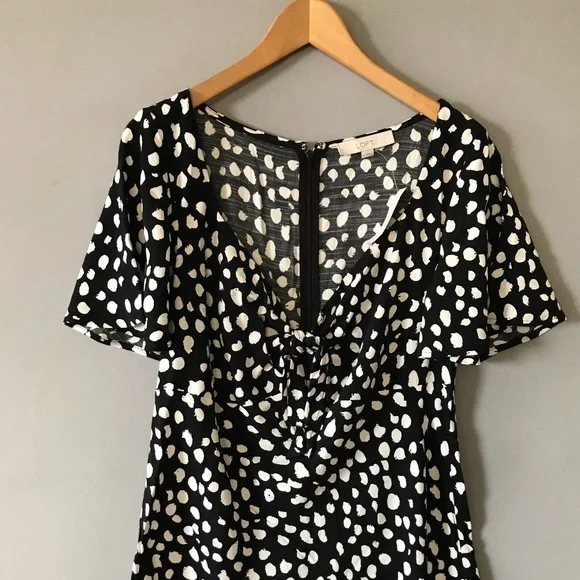 NWT Loft dress size L short sleeve black white - Picture 2 of 7